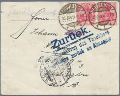 13282 Deutsche Schiffspost - Marine: 1917, 2x 10 Pfg. Germania M. Vs. Hs. "Tauchbootbrief" Am 23.1.17 Ab G - Sonstige & Ohne Zuordnung