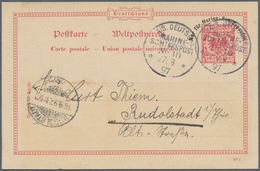 13282A Deutsche Schiffspost - Marine - Ganzsachen: 1897, Auslandskarte Mit Bogenförmigem Aufdruck "Nur Für - Autres & Non Classés