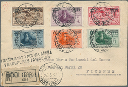 13303 Ägäische Inseln: 1932, Air Mail Set "Dante Aligheri", Complete Set On Registered Airtmail From "RODI - Egée