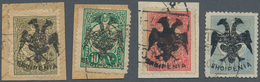 13314A Albanien: 1913, Doppeladler-Aufdruck "SHQIPENIA" Auf 2 Pa Oliv, 10 Pa Blaugrün, 20 Pa Rosa Und 1 Pia - Albania
