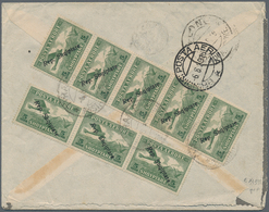 13327 Albanien: 1929, 8 X 5 Q Green Airmail Stamp With Diagonal Ovp "Rep.Shqiptare" Together With 3 X 10 Q - Albanien