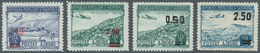 13336 Albanien: 1952/1953, Flugpostmarken Mit Roten Und Mit Schwarzem Aufdruck Als Zwei Postfrische Sätze. - Albanie