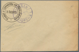 13348 Albanien - Ganzsachen: 1913, Stationery Envelope With Imprint And Signature, Blue "ELBASAN 9-6-1913" - Albania