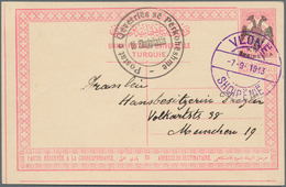 13351 Albanien - Ganzsachen: 1913, 20 Pa Red On Buff Postal Stationery Card With Black Ovp SHQIPENIA And E - Albania