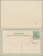 13354 Albanien - Ganzsachen: 1914, 5 / 5 Q. Green Postal Stationery Reply Card With Attached Reply Part, O - Albanie