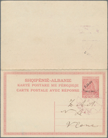 13355 Albanien - Ganzsachen: 1914, 10 / 10 Q. Red Postal Stationery Reply Card With Attached Reply Part, O - Albanie