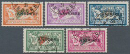 13360 Andorra - Französische Post: 1931, ½ C. To 20 Fr., Complete Set Of 23 Overprint Issues Used In Perfe - Sonstige & Ohne Zuordnung