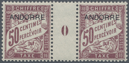 13363 Andorra - Französische Post - Portomarken: 1930. Postage Due 50c Lilac "ANDORRE" In A Pair Millésime - Storia Postale