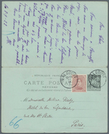 13381 Belgien: 1922, France: Late Usage Of 1896 10/10 C Black On Bluish Sage Postal Stationery Reply Card, - Other & Unclassified