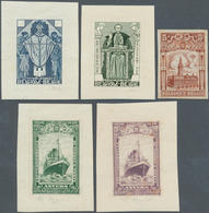 13392 Belgien: 1928/1932, Group Of 5 Imperforated Color Proofs, Comprising 1928 5+5 F Brown Anti-tuberculo - Altri & Non Classificati