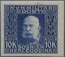 13441A Bosnien Und Herzegowina: 1912/1914, Freimarken Franz Joseph, 1 H. Bis 10 Kr. Ungezähnt, Kompletter S - Bosnie-Herzegovine