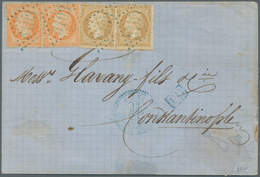 13450 Bulgarien: 1865, VARNA French P.O., 10c. Bistre (2) And 40c. Orange (2) On Lettersheet From Varna To - Storia Postale