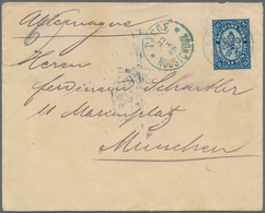 13455 Bulgarien: 1882, 25 St. Blue On Cover Tied By "ROUSTCHOUK 22/1/89" Cds., Addressed To Munich With Ar - Briefe U. Dokumente