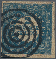 13476 Dänemark: 1851, 2 S. Blue, Fist Printing (Ferslew), Good To Wide Margins All Around, Cancelled With - Storia Postale