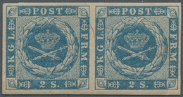 13480 Dänemark: 1855, 2 Sk Blue, Horizontal Pair With Good To Wide Margins, F/VF Mint Never Hinged Conditi - Storia Postale