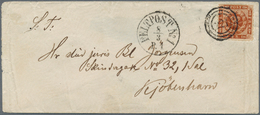 13484 Dänemark: 1863 4s. Brown, Rouletted 11, Used On Small Cover To Copenhagen, Tied By Numeral "221", "F - Briefe U. Dokumente