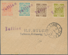 13505 Estland: 1919: Three Items 1) Registered Letter To München, Germany. 5 , 15, 25 And 70 Kop All Tied - Estonie
