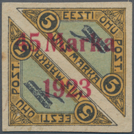 13510 Estland: 1923, Airmail 45 M. On 5 M. Imperforated With Overprint "distance Between 5 And Marka 1,00 - Estonia