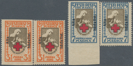 13513 Estland: 1923, 2 M. Waagerechtes "Rotes Kreuz" Paar Mit Natürlicher Gummifreier Stelle, 5 M. Im Zusa - Estonia