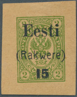 13525 Estland - Lokalausgaben: Rakwere (Wesenberg): 1918, 15 On 2kop. Green Stationery Cutout, Unused No G - Estonia