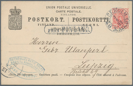 13543 Finnland - Ganzsachen: 1899, 10 P Rose Postal Stationery Card, Sent From Abo With Boxed Maritime Can - Ganzsachen