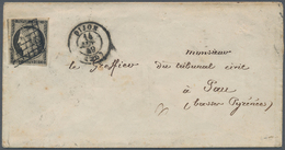 13565 Frankreich: 1849, 20c. Black, Fresh Colour, Good Margins, On Cover With Grid Rhombic Cancellation An - Usati