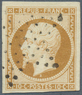 13585 Frankreich: 1852, 10 C. Yellow-brown, Good To Wide Margins All Around, Used With Star-cancel, Fine, - Gebraucht