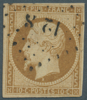 13586 Frankreich: 1852, 10 C. Hellbraungelb, Neudruck, Gut Randiges Gestempeltes Exemplar - Gebraucht