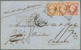 13593 Frankreich: 1856, Folded Letter Franked With 10c, 40 C And 80 C Imperforate Napoleon Issue (usual Ma - Gebraucht