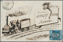 13602A Frankreich: 1863, 20 C Blue Napoleon, Tied By Star Cancel Paris, Single Franking On Small Envelope F - Gebraucht