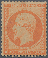 13603 Frankreich: 1862, 40 C. Napoleon Orange, Unused With Original Gum, In The Perforation At The Top Min - Gebraucht