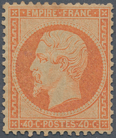 13603 Frankreich: 1862, 40 C. Napoleon Orange, Unused With Original Gum, In The Perforation At The Top Min - Usati