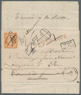 13604 Frankreich: 1865, 40c. Orange "Empire Dt", Single Franking On Registered Wrapper, Oblit. By GC "105" - Oblitérés