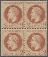 13611 Frankreich: 1862, 2 C. Napoleon Red/brown, Unused Block Of 4 With Original Gum. (Yvert No. 26) - Gebraucht