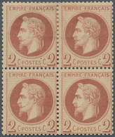 13611 Frankreich: 1862, 2 C. Napoleon Red/brown, Unused Block Of 4 With Original Gum. (Yvert No. 26) - Oblitérés