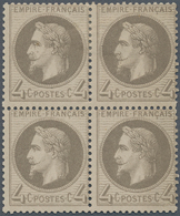 13614 Frankreich: 1862, 4 C. Napoleon Gray Purpel, Unused Block Of 4 With Original Gum. Signed (Yvert No. - Gebraucht