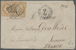 13615 Frankreich: 1871, 10c. Bistre "laure" And 10c. Siege On Envelope, Clearly Oblit. By GC "2240" And C. - Oblitérés