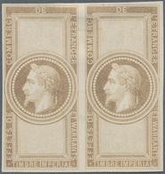 13625 Frankreich: 1863-70 Napoleon Laureated (Emission Empire Lauré), Plate Proof For 5f. Revenue, Imperf - Oblitérés