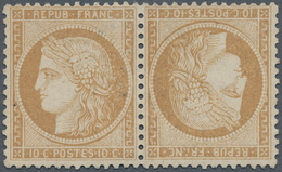 13631 Frankreich: 1870, 10 C Brownish-yellow Ceres, Horizontal Tête-bêche Pair, Mint Ungummed, VF Conditio - Gebraucht