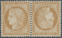 13631 Frankreich: 1870, 10 C Brownish-yellow Ceres, Horizontal Tête-bêche Pair, Mint Ungummed, VF Conditio - Oblitérés