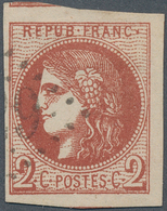 13637 Frankreich: 1870, 2 C Brick-red Bordeaux, Good To Large Margins. VF Used Condition, Signed Calves. C - Gebraucht