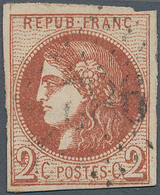 13638 Frankreich: 1870, 2 C. Brick Red (rouge-brique), With Margins, Tiny Bright, Used With GC. (Yvert No. - Gebraucht