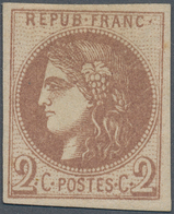 13639 Frankreich: 1870, 2 C. Red Brown (chocolat), Report II, Wide Margines All Around Unused Without Gum - Gebraucht