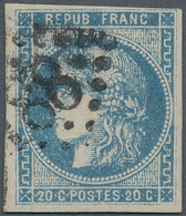 13642 Frankreich: 1870, 20 C. Ultramarine (outremer), Type III / Report I, Tied GC '...88', Singed Calves - Oblitérés