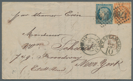 13643 Frankreich: 1871, 20 C And 40 C On Folded Letter From Le Havre To New York With Handwritten "par Ste - Gebraucht