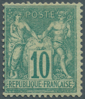 13659 Frankreich: 1876, 10 C. Allegorie Grün Type I, Ungebraucht Mit Eckbug, Mi. ? 1.000,-- (Yvert 65, ? 1 - Gebraucht