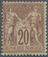 13660 Frankreich: 1876, 20 C. Allegory Lilac Brown Type I, Unused With Hinge And Usual Perforation. Little - Gebraucht