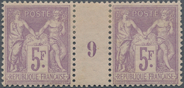 13675 Frankreich: 1899, 5 Fr. Allegory In The Horizontal Gutter Pair With Millésime "9", Unused Hinged Wit - Gebraucht