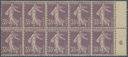 13694 Frankreich: 1906. Semeuse 35c Violet In A Pane Of 10. Year "6" On The Right. Mint, NH. (Maury 136) - Gebraucht