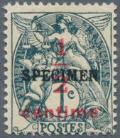 13707 Frankreich: 1919, 1/2 C. On 1 C. Greenish Black, GC Paper, Overprint "SPECIMEN", Mint, Signed. Calve - Oblitérés